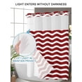 thumbnail image 4 of No Hook Cloth Fabric Shower Curtain with Snap in Liner, Red White Waterproof Shower Curtains Set with See Through Top Window, Modern Abstract Waves Water Ripple Striped Bath Curtains Shower 60"x72", 4 of 6