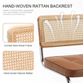 thumbnail image 5 of Zesthouse 30″ Rattan Bar Stools Set of 2, Faux Leather Bar Height Island Chairs with Cane Back, Mid Century Modern Cantilevered Design Barstools for Kitchen Island, Brown, 5 of 10