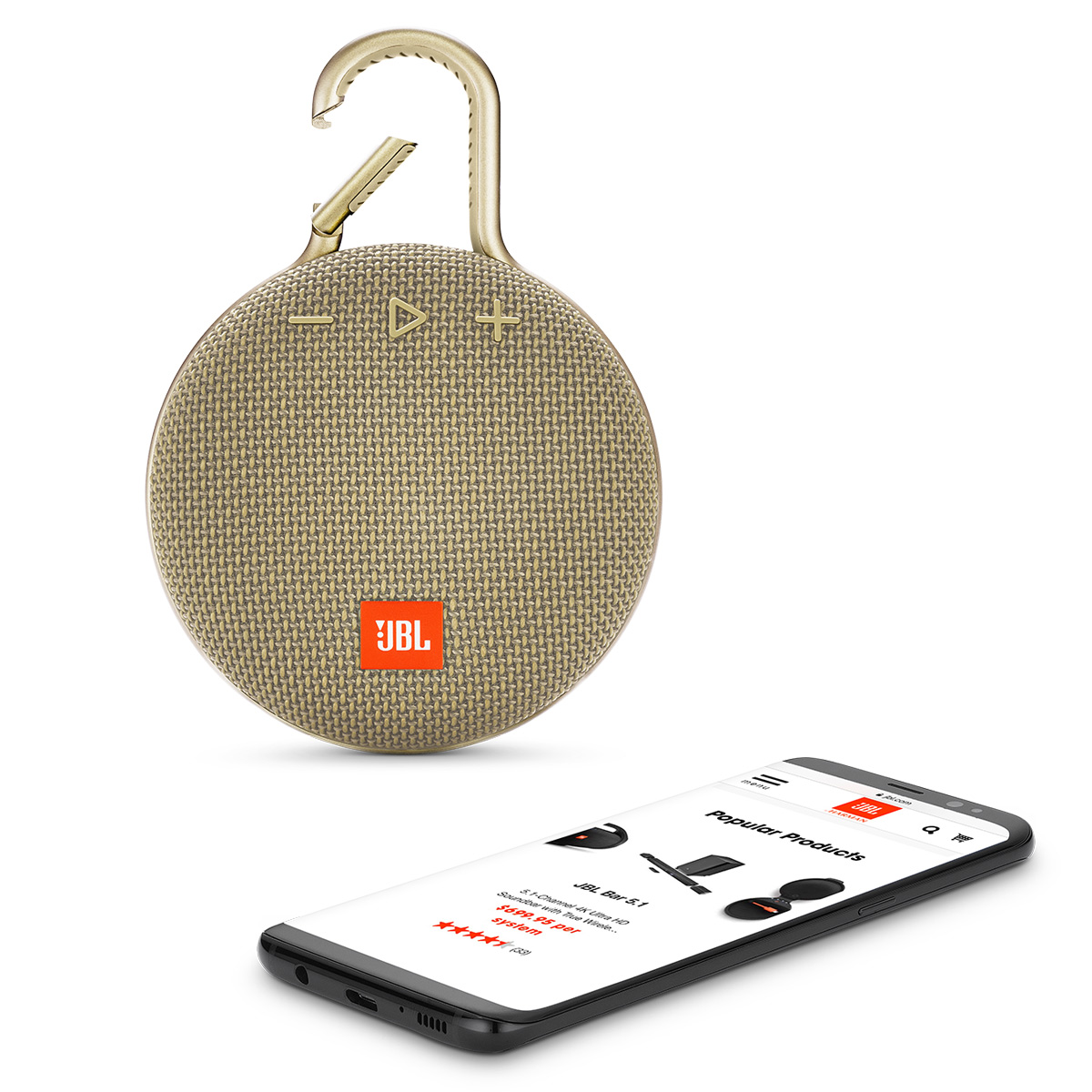JBL Clip 3 Portable Bluetooth Waterproof Speaker - Sand - image 2 of 5