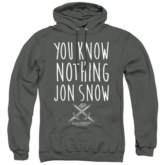 Game of Thrones You Know Nothing Jon Snow Unisex Adult Pull-Over Hoodie,Charcoal, Small