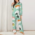 thumbnail image 3 of Junzan Kawaii Sushi Print Womens Pajama Sets,Long Sleeve Button Down For Women Pjs 2 Piece, 3 of 9
