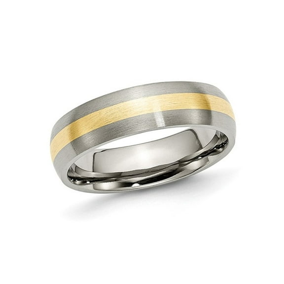 Gem & Harmony Mens 6mm Titanium Wedding Band Ring with 14K Gold Inlay for Men