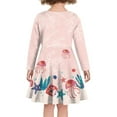 thumbnail image 3 of FKELYI Pink Undersea World Long Sleeve Dress Size 13-14 T Casual School Midi Length Dress Loose Long Sleeve Dresses for Teen Girls, 3 of 4
