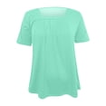 thumbnail image 5 of CIENVNSTG Casual Summer Tunic Tops for Women Pleated Design Square Neck Short Sleeve Solid Color Tee Shirts Fashion Clothing for Daily Wear Weekend Outings and Social Gatherings Mint Green XL, 5 of 5