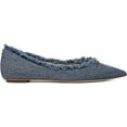 thumbnail image 5 of Sam Edelman Nori Blue Stone Fray Pointed Toe Chain Detailed Slip On Ballet Flats (Blue Stone Fray, 10), 5 of 6