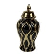 thumbnail image 2 of Jarrón de jengibre de porcelana, jarrón de jengibre de cerámica con tapa, decoración artesanal de porcelana S Negro y Oro, 2 of 9