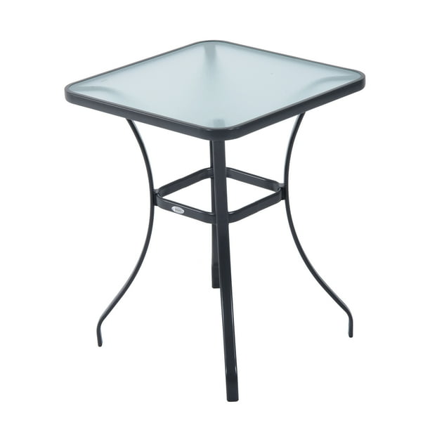 Outsunny 34" Outdoor Glass Top Bistro Table Black