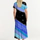 thumbnail image 4 of Puntoco Vestido Midi De Moda Para Mujer Vestido De Cuello Redondo De Manga Corta Con Dos Bolsillos En Capas Con Estampado Colorido Brillante Azul Xxl,Regalos Para Mujer Joven, 4 of 6