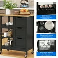 thumbnail image 2 of Dextrus Rolling Kitchen Island with Drawers, 3-Tier Kitchen Storage Cart with Shelves, Black, 2 of 7