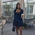 thumbnail image 4 of Women'S Floral Print Square Neck Flowy Ruffle Mini Dress, 4 of 9