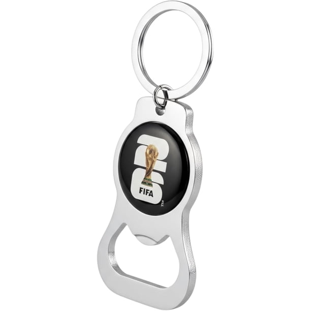 Yanonmyfd Official FIFA World Cup 2026 Edition - Trophy Metal Bottle Opener Keychains with Enamel Inlay Logo,Black & Silver