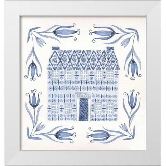 Shamp, Cindy 15x16 White Modern Wood Framed Museum Art Print Titled - Country Blue House II
