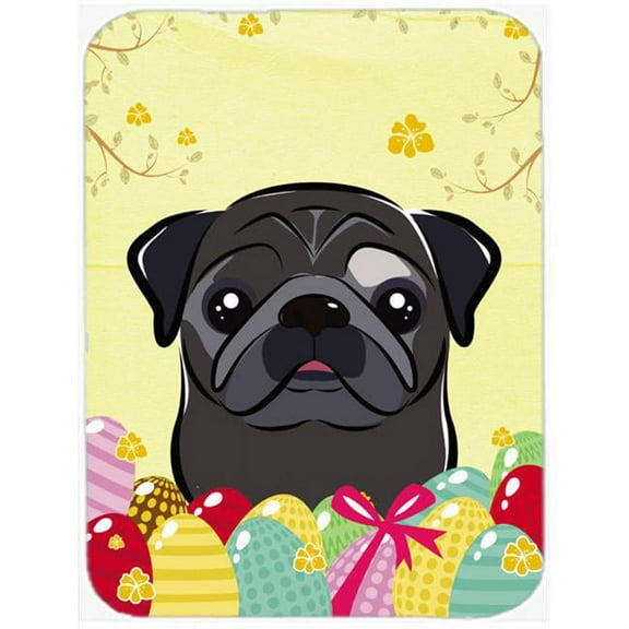 Black Pug Easter Egg Hunt Mouse Pad, Hot Pad or Trivet