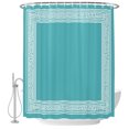 thumbnail image 2 of Teal Geometric Shower Curtains for Bathroom, White Greek Key Design Abstract Modern Art Waterproof Fabric Shower Curtain, Decorative Bathroom Curtain for Bathtub, 72"x78" , No Hooks Included, 2 of 9