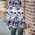 thumbnail image 4 of Blusa de manga larga con cuello en V para mujer, informal, sexy, a la moda, con estampado de Halloween Pompotops  FGAJ14634, 4 of 8