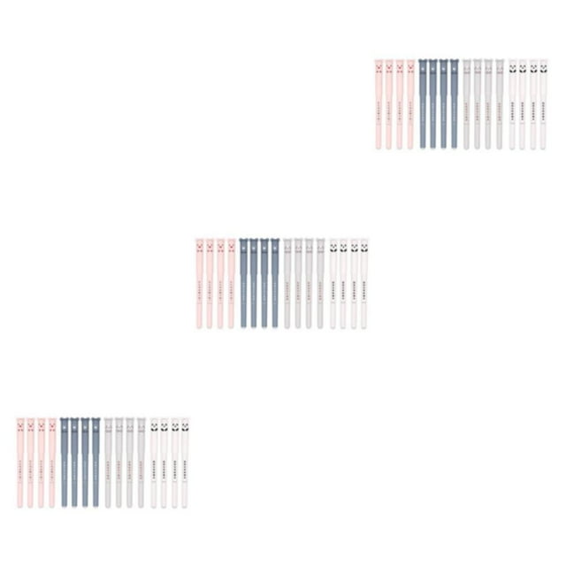 Decodeary Stylo à Bille Roulante à Encre Fiable 12 Pcs pour une Écriture et une Réécriture Fluides, Stylos Effaçables Mignons à Motif de Dessin Animé Bleu, Ensemble de 3