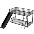 thumbnail image 4 of Bellemave Metal Bunk Bed with Slide, Low Twin Over Twin Bunk Bed Frame with Inclined Ladders for Teens (Black), 4 of 8