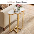 thumbnail image 4 of Finmind White and Gold End Table, 26" Faux Marble Narrow Side Table, Half-Flower Accent Side Table Nightstand with Stylish Gold Frame, 4 of 7