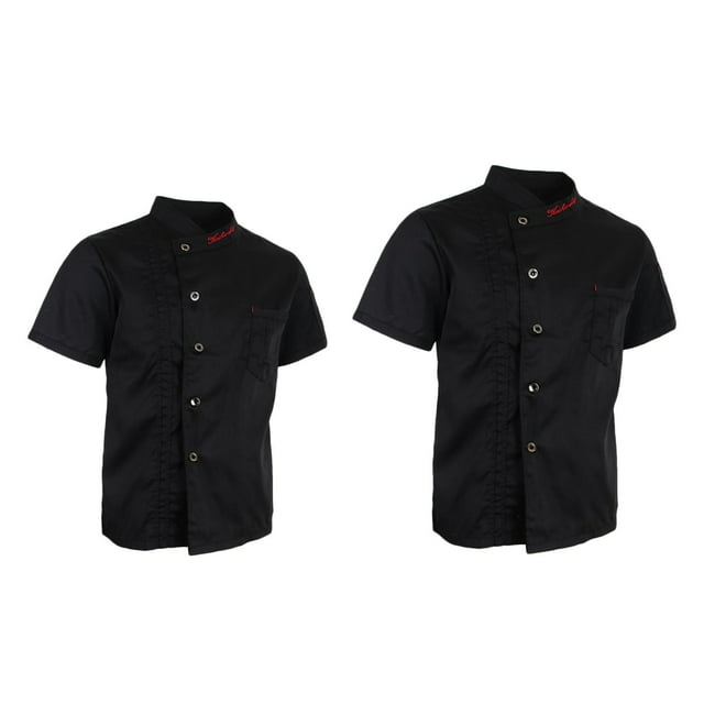 Chaquetas de Chef Unisex Zulema manga corta uniforme cocina XL 2XL Negro Zulema none