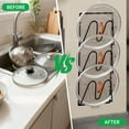 thumbnail image 4 of WUXIAB 3-Tier Stainless Steel Pot Lid Organizer,Cabinet Door Wall Mount Rack No Drill,Anti-Slip V-Slot Adhesive Load Pot Lid Holder,Space-Saving Kitchen Cabinet Rack,Rustproof Pot Pan Lid Storage, 4 of 9