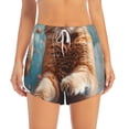 thumbnail image 4 of Lsque Floating Cat And Donuts Printed Women's Running Shorts with Liner Pockets,Elastic Quick Dry Workout Athletic Gym Yoga Shorts,Womens High Waist Shorts-Small, 4 of 9