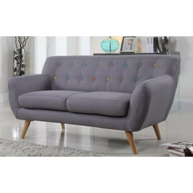 Mid Century Modern Tufted Bonded Leather Sofa