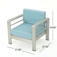 thumbnail image 6 of Bridget Outdoor Aluminum Framed Club Chairs with Water Resistant Cushions (Set of 4), Light Teal, White, Silver, 6 of 12