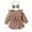 Coffee-1, variant on Baby Girls Bow Long Sleeve Outsie Bodysuit Banquet Wedding Romper with Headband Ribbed Button Jumpsuit Outfit Clothes(Purple-1,0-6 Months)