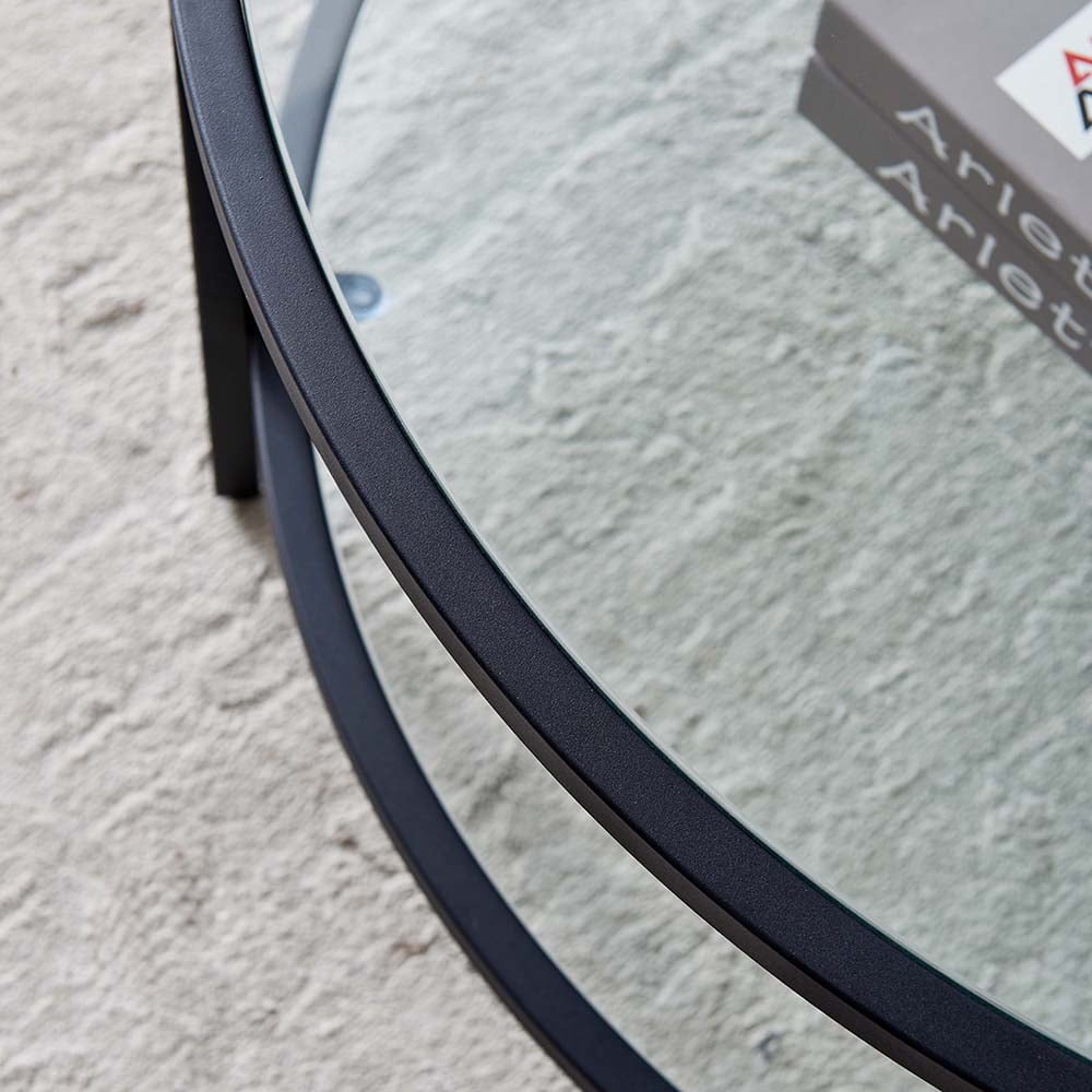Kepooman 2 Tier Modern Round Glass Coffee Table for Living Room