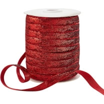 50 Yards Red Glitter Ribbon 3/8" Metallic Sparkle Sewing Craft Trim Polyester Gift Wrapping Ribbon for Christmas DIY Crafts Wedding Home Party Decoration Hair Bows DIY