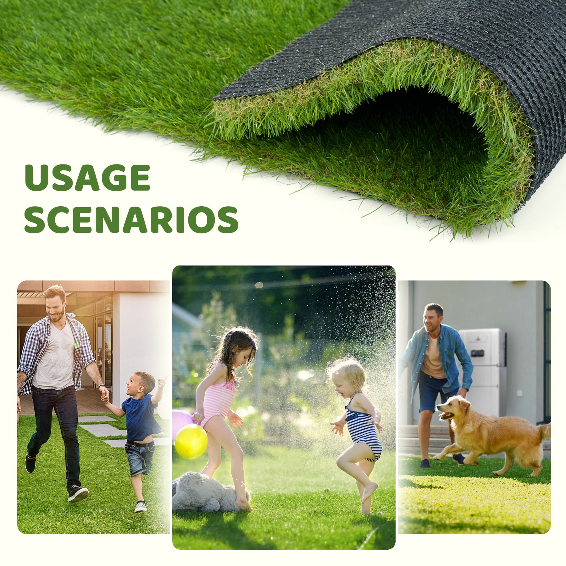 Hawsaiy 3×5ft Artificial Grass Rug, 1.38" Thick Fake Grass Mat with Drainage, UV-Resistant Synthetic Turf for Garden, Patio, Balcony, Kids & Pets