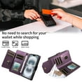 thumbnail image 4 of For iPhone Air Wallet Case, [RFID Blocking 11 Card Slots & 2 Cash Pockets] [Kickstand] [Wrist Strap] [Magnetic Closure] Soft PU Leather Shockproof Protective Flip Case,Purple, 4 of 11