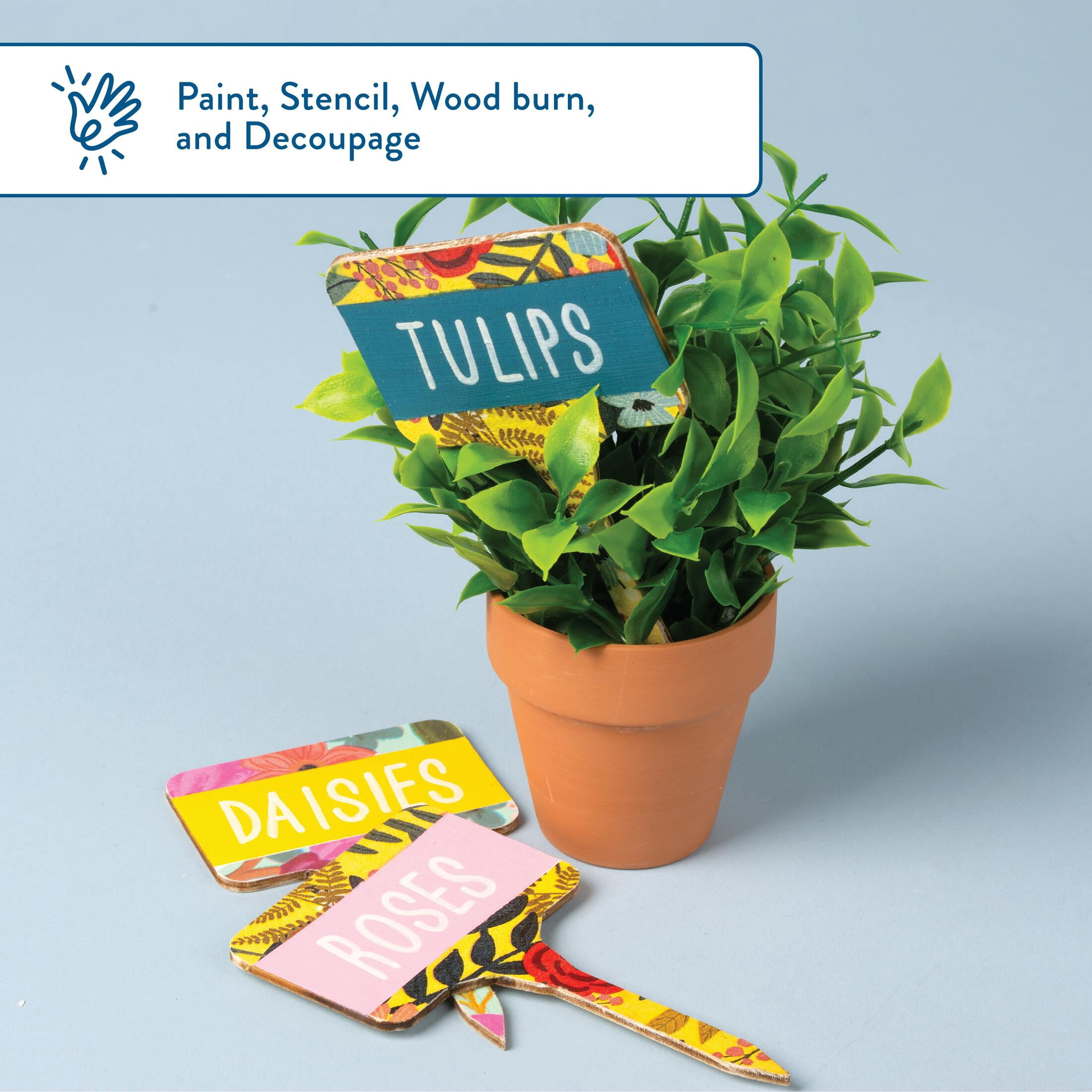 Hello Hobby Wood Plant Poke Set, Set of 12, 5" x 3" x .125"