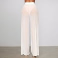 thumbnail image 4 of TrendOFT Women Ruffle Sheer Mesh Pants See Through Party Club Elastic High Waist Wide Leg Pants Bikini Bottom Swimsuit Cover up Beach Pants White XL, 4 of 9