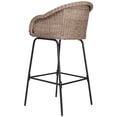 thumbnail image 3 of Bar Stool Set, Outdoor Metal Wicker Barstools with PE Rattan Weave and Black Iron Frame, 400lb Weight Capacity for Patio and Bar, Set of 2, Light Brown Wicker, 3 of 10