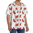 thumbnail image 2 of Gukieu Hand Drawn Watermelon Print Men's Short-sleeved Shirts, Button-down Pocket Shirts, T-shirts, Beach Vacation Travel Summer Clothing-Large, 2 of 5