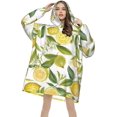thumbnail image 4 of Fresh Tropical Lemons Print Oversized Blanket Hoodie, Wearable Blanket Adult For Women Men And Teenager, Super Soft Warm Flannel Fluffy Hooded Blankets Sweatshirt With Big Pocket, 4 of 8