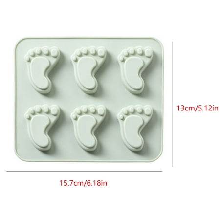

Hi FANCY 6 Cavities Baby Feet Shape Fondant Mold Silicone DIY Muffin Chocolate Cake Biscuit Jelly Soap Mould Green