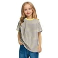 thumbnail image 6 of Piuwrlz Round Neck T-Shirts Children's Girls Striped Short Sweatshirt Sleeve Fashionable Cotton Shirt Top Multicolor Size 7 Years, 6 of 8