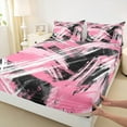 thumbnail image 3 of Manfei Pink Black Graffiti Twin Sheet Sets,Modern Abstract Geometric Twin Fitted Sheet,Vitage Stripe Pattern Flat Sheet For Kids,Super Cozy Room Decor,3pcs, 3 of 7