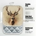 thumbnail image 3 of 4 Pack Pot Holders,Kitchen Essential, Potholder Set,Illustration Of Deer Head With Large Antlers, 3 of 6