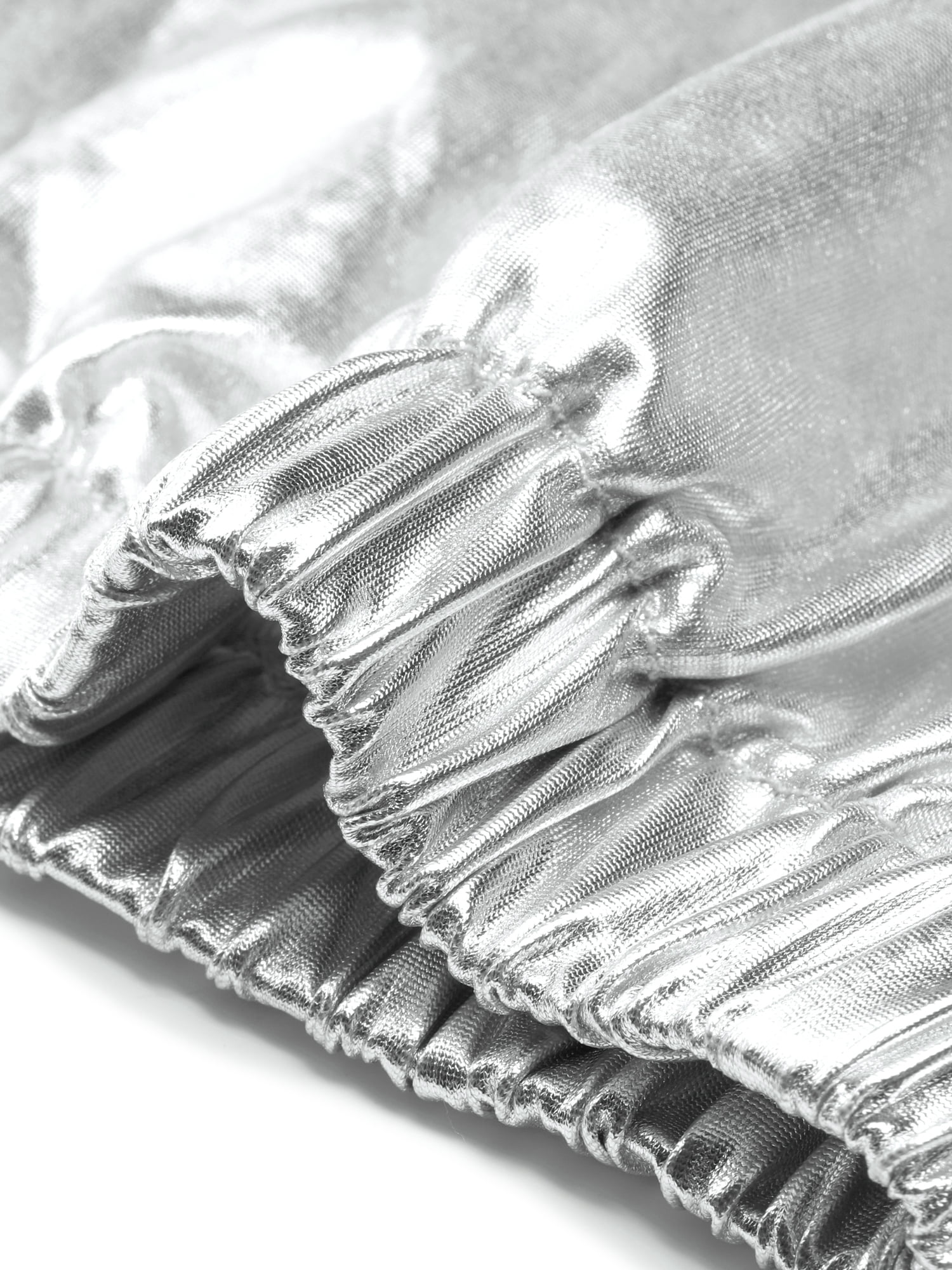 DARING DIVA Women's Plus Jogger Pants Metallic Shiny Stretchy Trousers 3X Silver