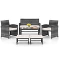 thumbnail image 2 of Costway 6PCS Patio Furniture Set Outdoor Sectional Conversation PE Rattan Sofa Set White, 2 of 10