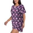 thumbnail image 3 of Womens Pajama Sets With Pocket, pink Skull flower Lounge Sets Short Sleeve Sleepwear PJ Sets for Women, 3 of 6