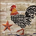 thumbnail image 4 of Gango Home Decor Country-Rustic Farmhouse Kitchen Decor | Brown, Red & Cream Rooster & Barnstar; Two 12x12in Art Prints in Brown Frames, 4 of 6