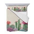 thumbnail image 7 of Quilts Twin Size Bedding Set, Cactus Tropical Watercolor Lightweight Quilted Comforter, Linen Texture Summer Soft Reversible Bedspread Coverlet with Pillow Covers for All Season, 68" x 86", 7 of 7