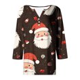 thumbnail image 5 of Jinhomg Christmas Shirts for Women 3/4 Sleeve Xmas Printed Tops Button Up V Neck Blouse Holiday Party Tshirt Ofertas de otoño de hoy Multicolor XXL, 5 of 6
