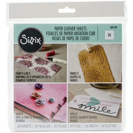 Sizzix Paper Leather 6 Inch X 6 Inch Sheets 20/Pkg-White