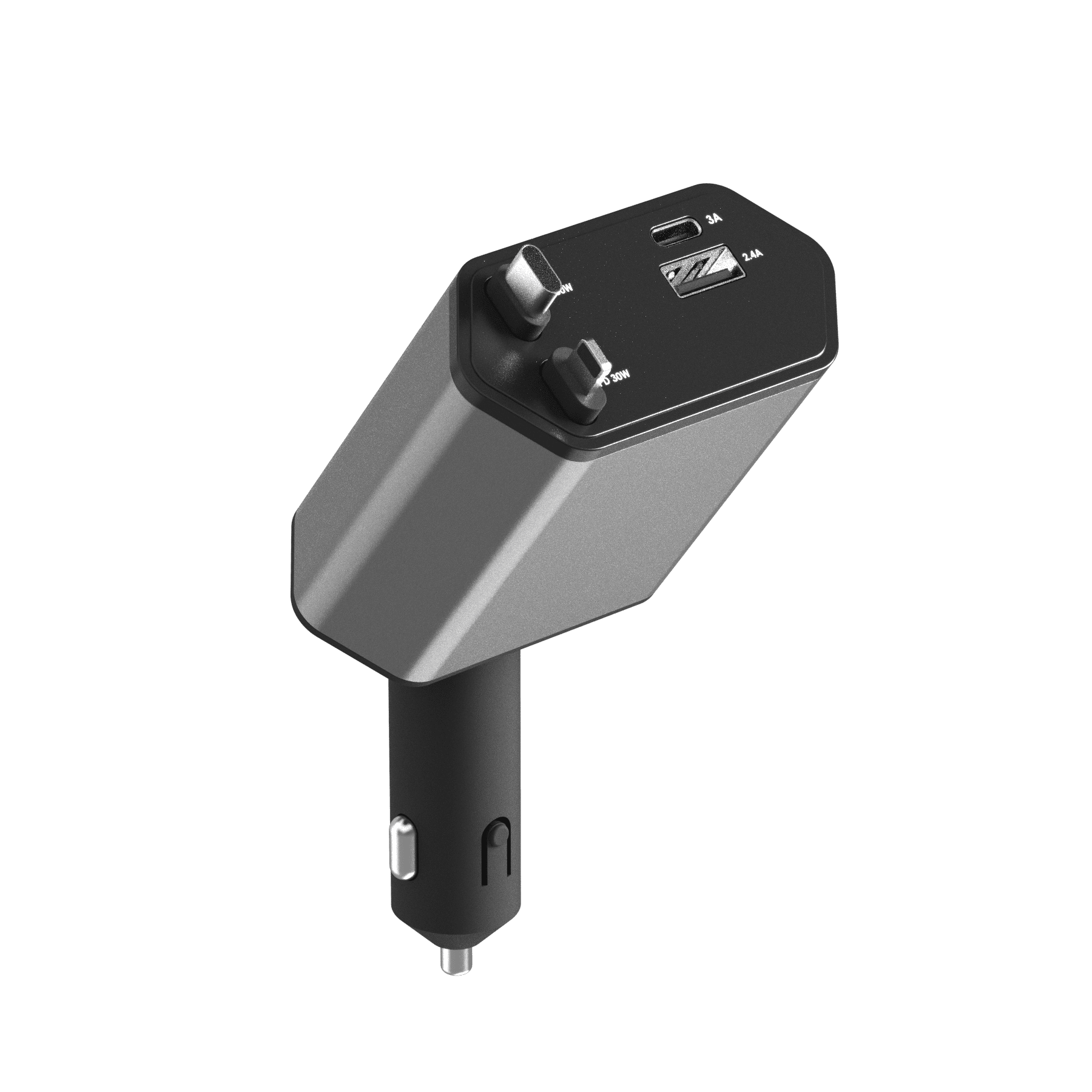ZSOU 4-in-1 Retractable Car Charger with USB-C and Lightning Cables, Dual USB Ports
