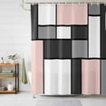 thumbnail image 2 of Shower Curtain Modern Geometric Splicing Bathroom Curtains with Hooks, Waterproof Fabric Abstract Pink Blocks Bath Shower Curtains Set for Bathroom Bathtubs Decor 72x72 Inch, 2 of 9